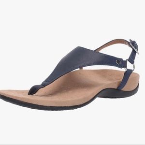 VIONIC Kirra Thong Leather Cushion Sandals Comfort Blue - 7.5 wide